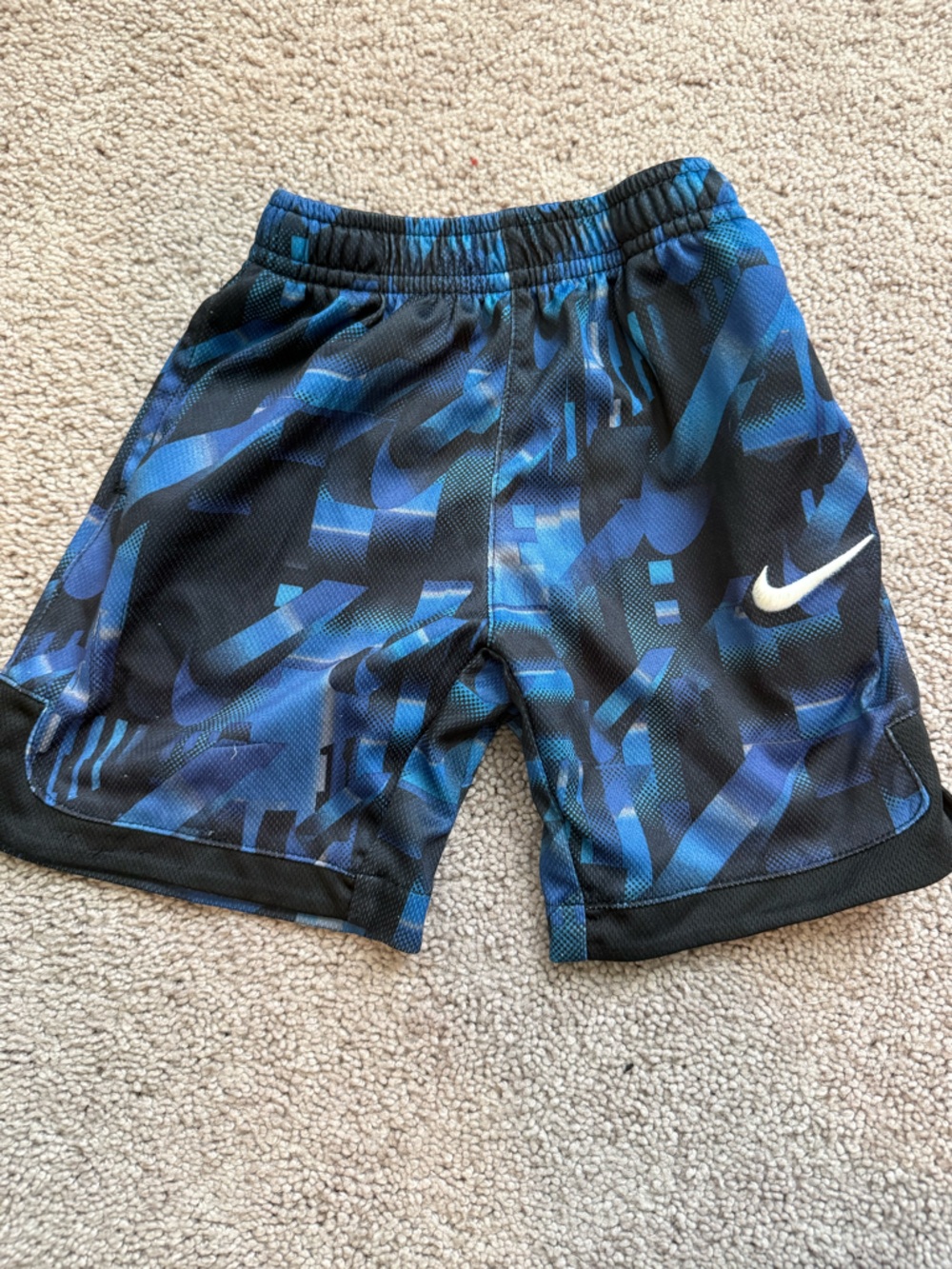 Nike Boys Blue Black Patterned Shorts